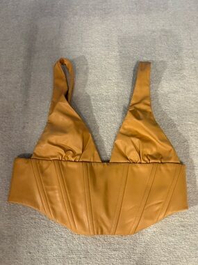 Zara Faux Leather Corset Bralette